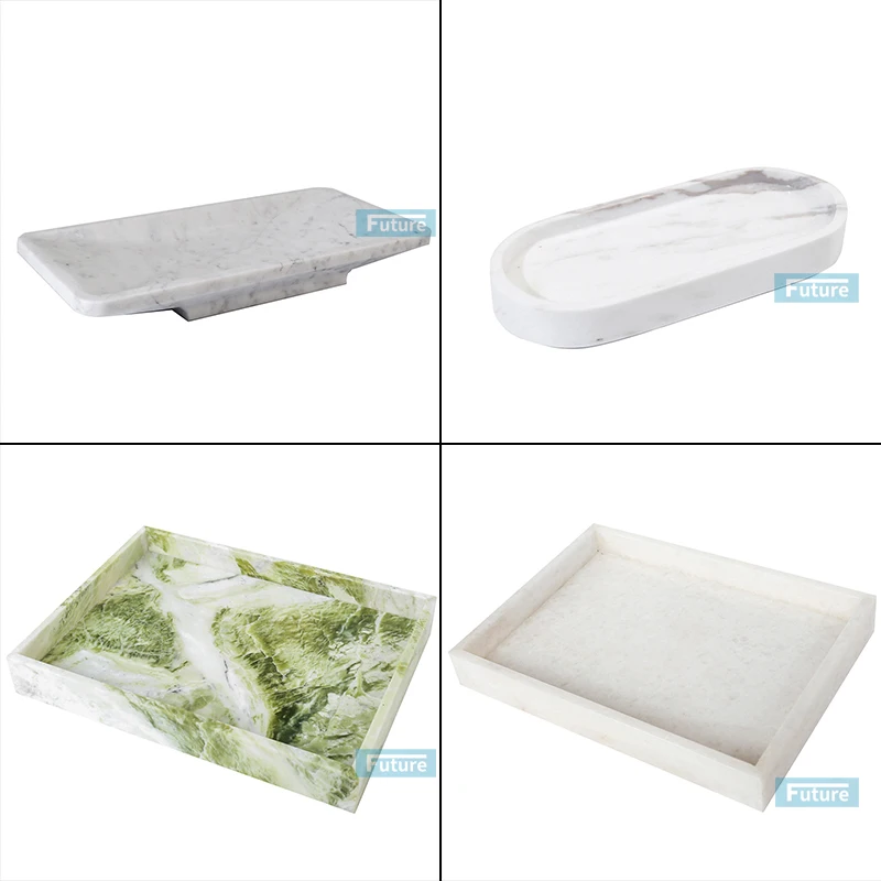 Future Stone Ship Shape Oval Natural Black Marquina Marble Serving Tray Fruit Tray For Home Decor Dining Table