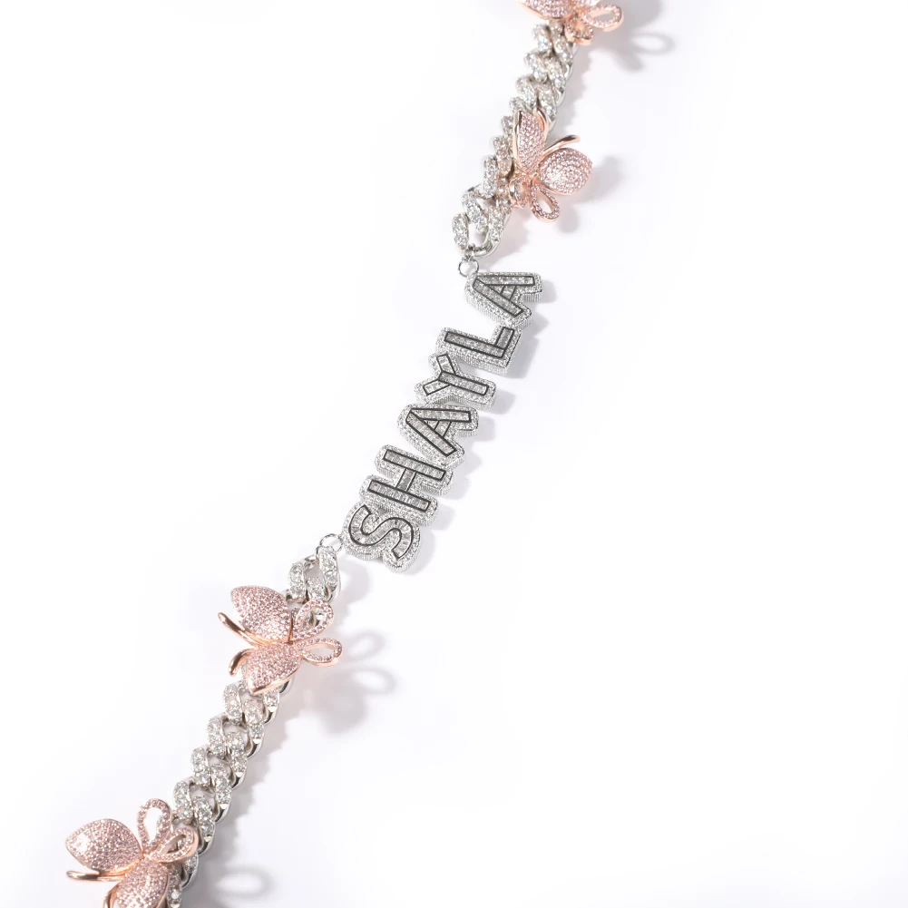 Dainty CZ Butterfly Necklace 18k Gold Plated Jewellery Bling Bling Necklace Women Custom Name Necklace