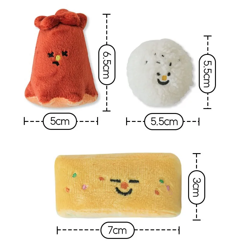 Hot Selling Luxury Soft Plush Interactive Squeaky Food-leaking Bento Chew Toy Sausage Rice Ball Faux Fur Indoor Training Tools