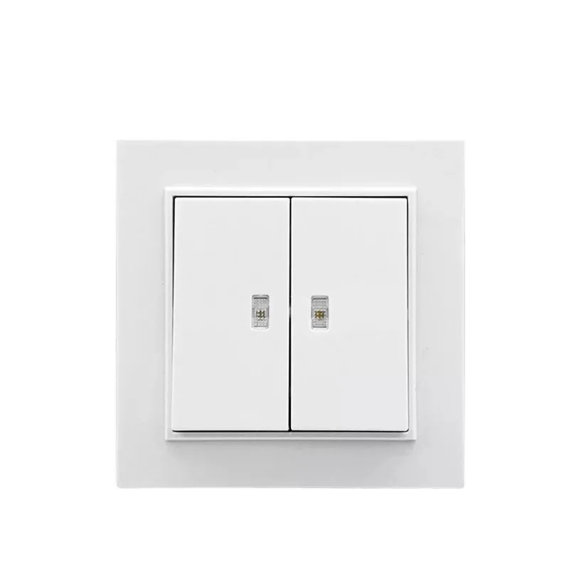 2 gang Single Way Light Switch with LED Indicator with Hanger white pc wall switches luxury wall switches
