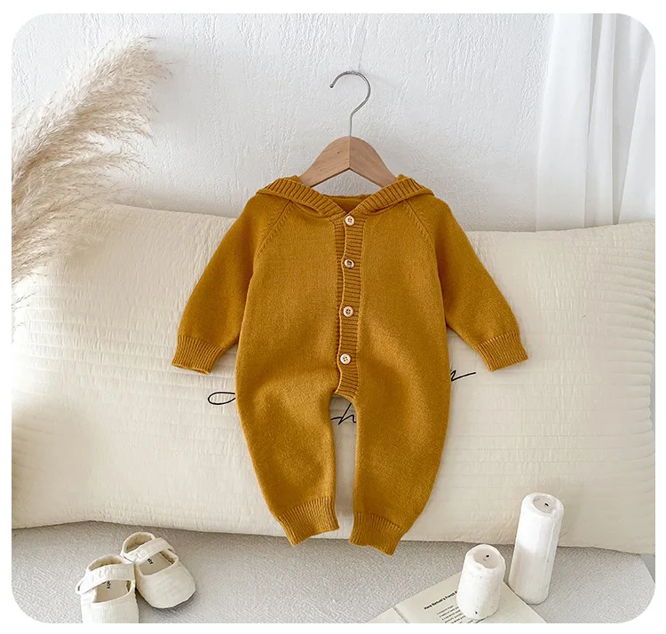 Children Clothing Girl Long Sleeve Cute Rabbit Hooded Cotton Romper Baby Clothes
