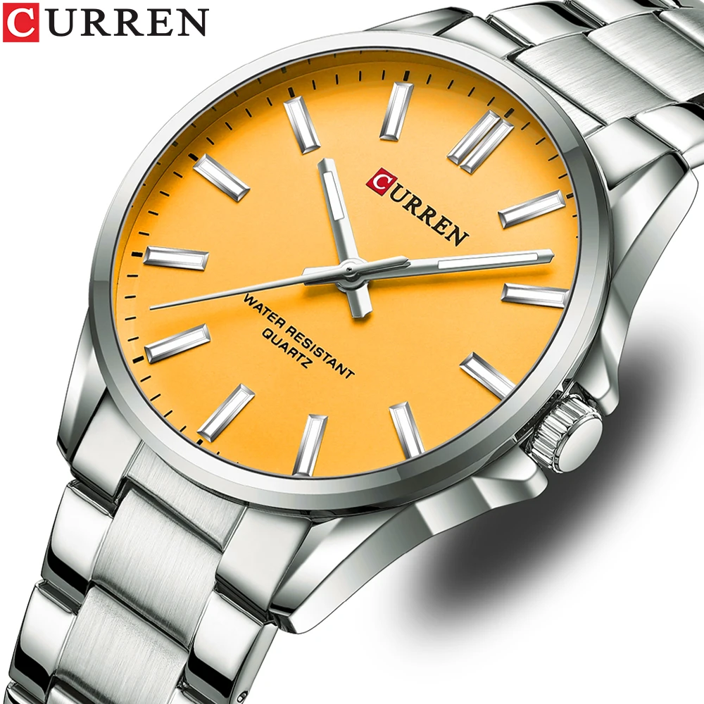 Curren 9090 деловые мужские кварцевые наручные часы из нержавеющей стали водонепроницаемые Роскошные модные повседневные спортивные с хронографом