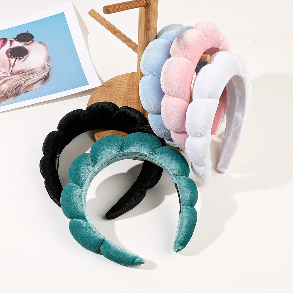 QIYUE Comfortable Velvet Fabric Headband Sponge Spa Hair Band for Woman Face Washing Makeup Removal
