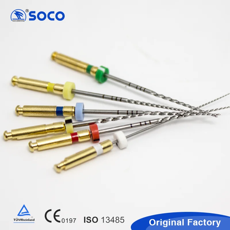 Soco  2015 Strong Flexible Dental File Root Canal Taper Endodontic File Dental instrument gold heat activates rotary file
