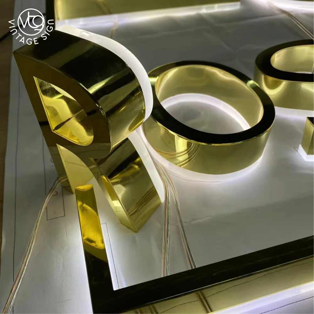 Lighting Outdoor Business Signs Acrylic Letters Back Lit Stainless Steel Channel Letter Custom 3d Backlit Sign