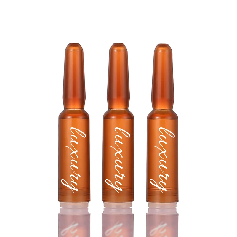 Custom amber mini 1ml 2ml dropper skin care bottles beauty salon use injection essential oil empty plastic essence ampoule