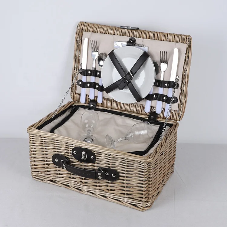 Europe style willow picnic basket insulated picnic basket for 2 person