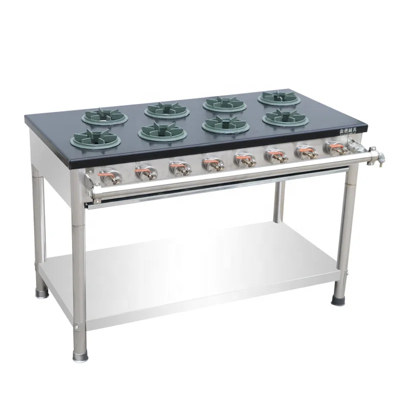 Gas Cooker Gas Stove Stainless Steel Commercial LPG Gas Range Restaurant Wooden Case Silver Provided Pressure Vessel Caster Iron