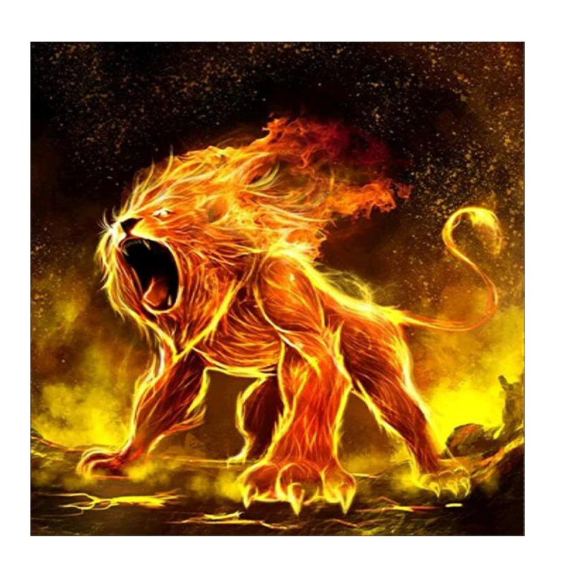 Direct Sale Abstract Canvas Art Wall Picture Deco Diamond Painting Full Drill For Lion