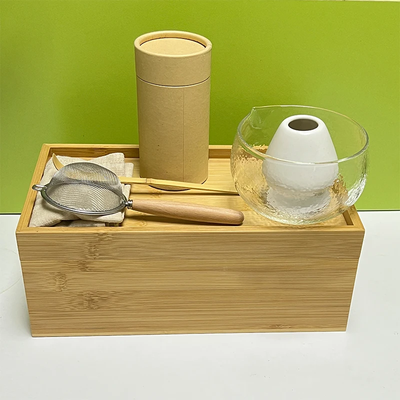 Handmade Bamboo Matcha Whisk Japanese Brush Tea Tools Wooden Box with Wood Matcha Gift set