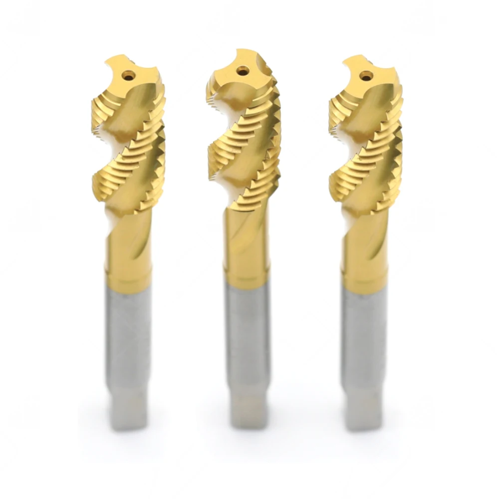 TiN Coated Coolant Through Threading Spiral Point HSS Machine Taps