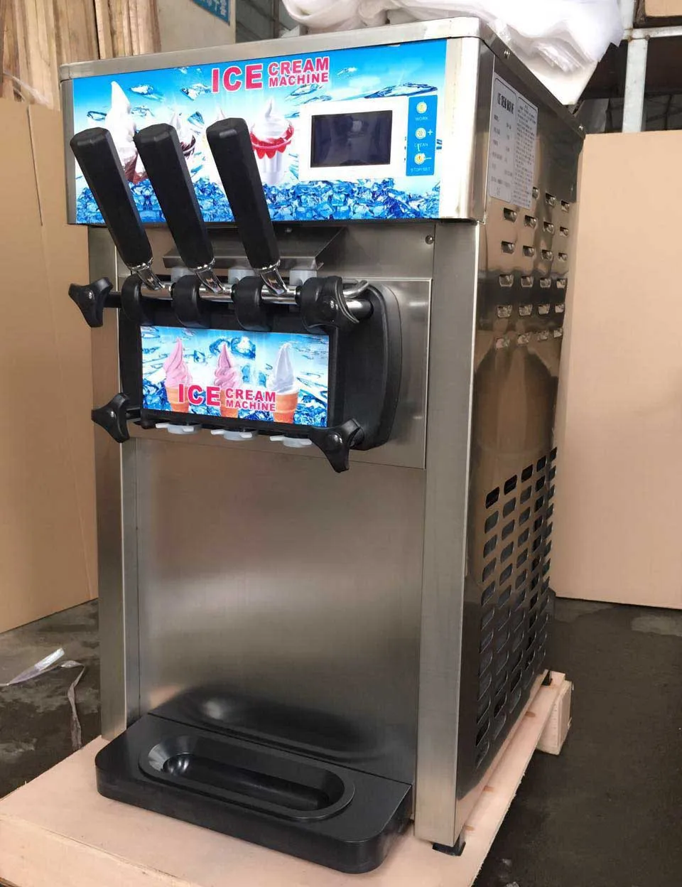 Ice Cream Maker 3 Flavors Soft Serve Ice Cream Making Automated Commercial Ice Cream Machine For Business