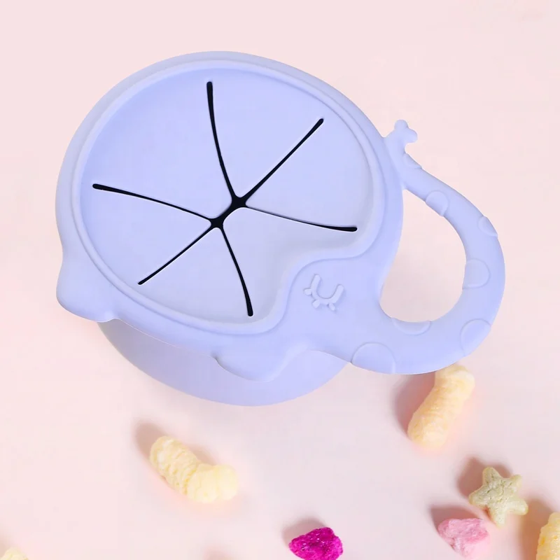 Reusable Non Toxic Baby Snack Bowl Eco Friendly Silicone Snack Cup Lid