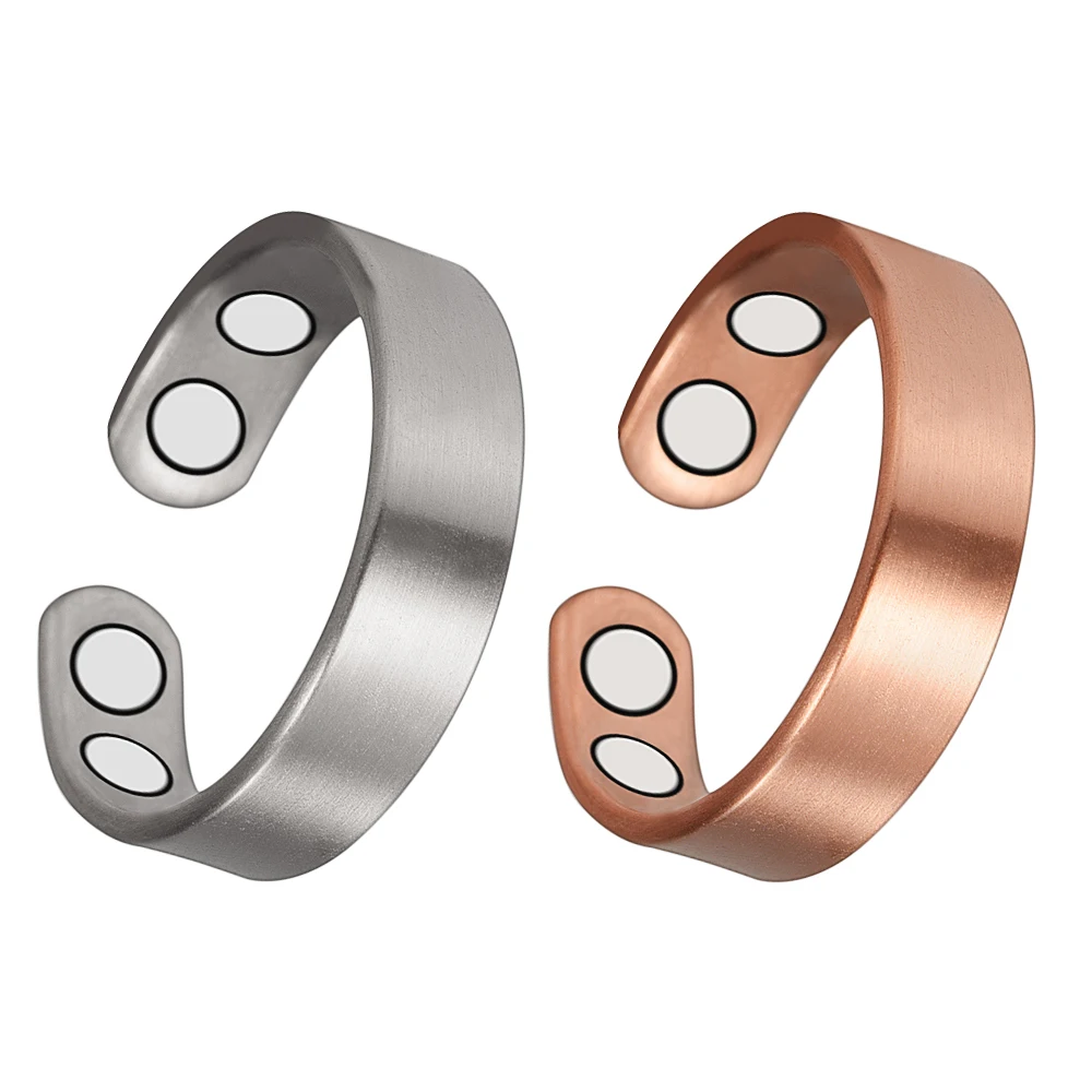Energinox Silver 4 Pcs Magnets Plain Pure Copper Healing Magnetic Ring for Arthritis Joint Pain Relief