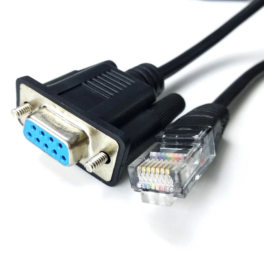 Blue Flat 8P8C to RS232 to RJ45 Console Cable for Cisco Huawei Routers Configuration Lead Serial Communication Wire