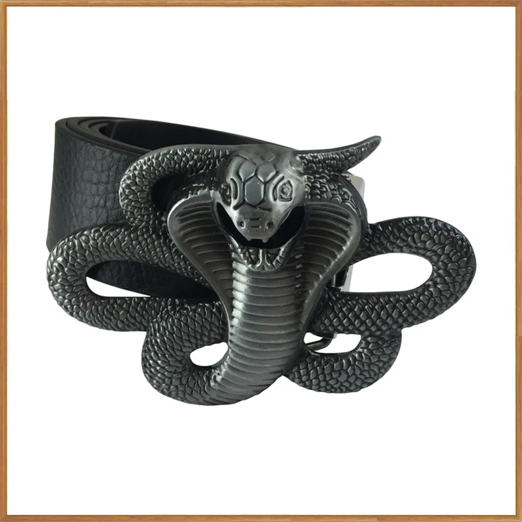 Hot Selling Zinc Alloy Material Gold and Silver 3D Cobra Shaped Tactical Belt Buckle
