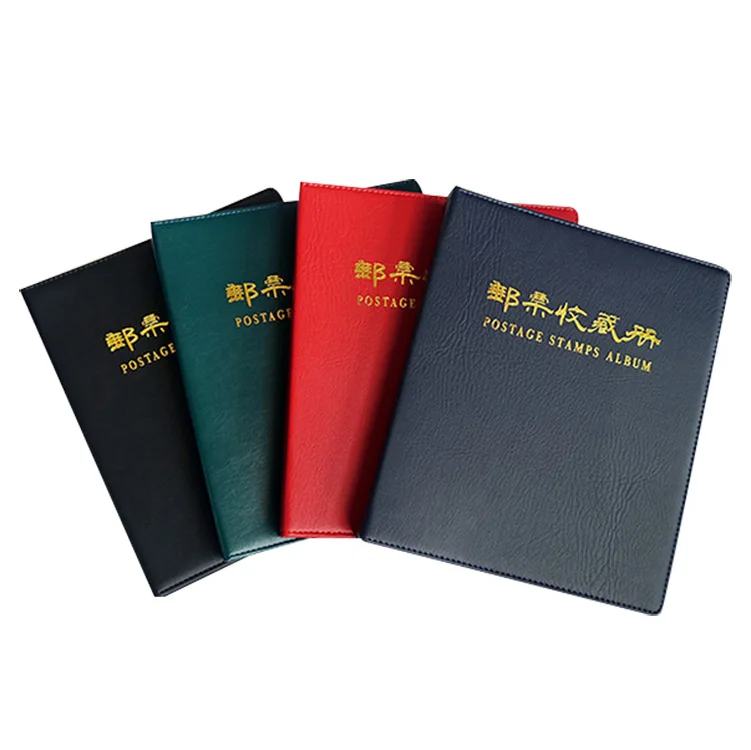 Wholesale Custom  PU leather cardboard stamp collection album postage with Plastic Binder