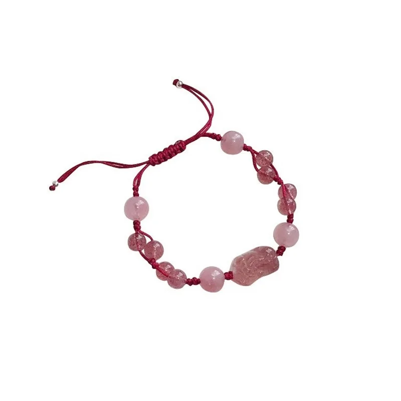 Модный брендовый розовый браслет из натурального камня, исцеляющий кристалл, украшенный бисером, мужской и женский браслет на удачу, ювелирные изделия
