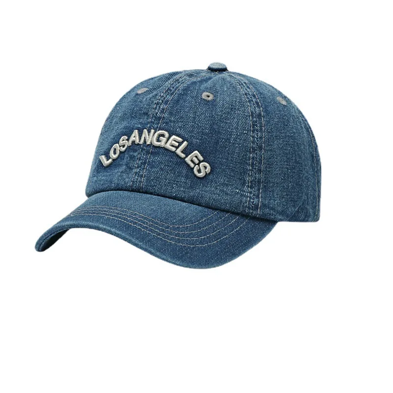 Los Angeles Embroidered Baseball Cap Washed Denim Cap Classic Vintage Embroidery Hat