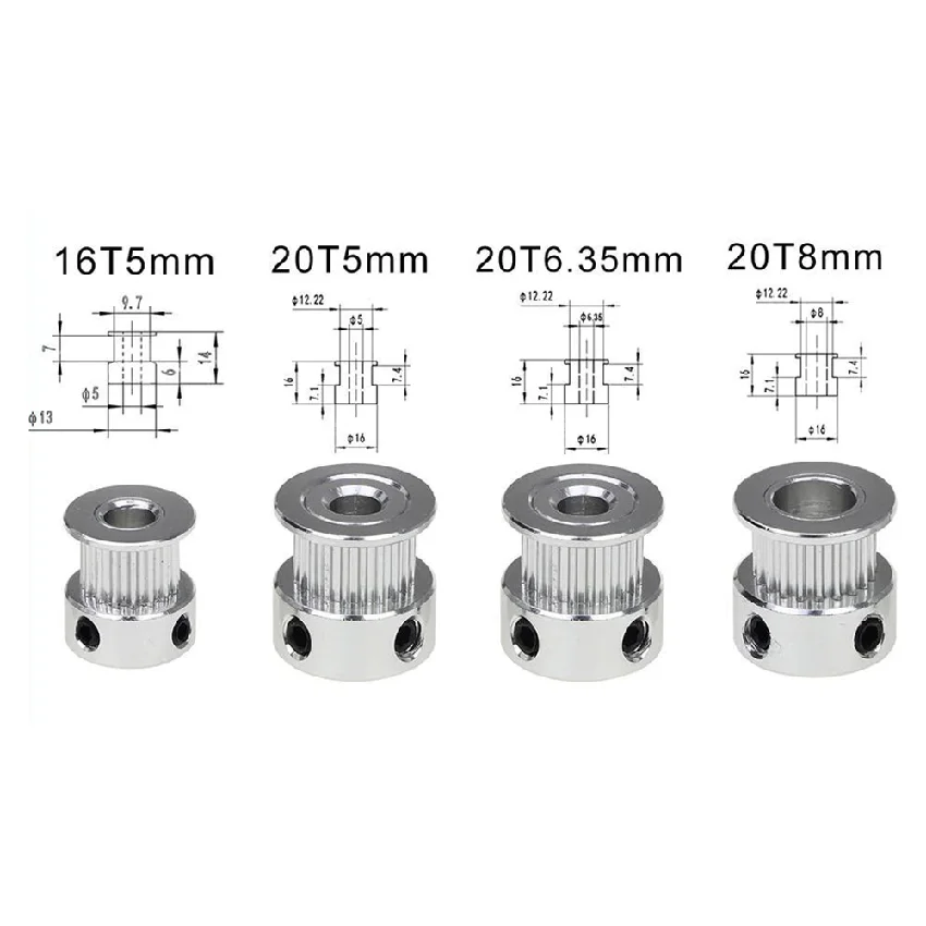 Детали для 3D-принтера Gt2 16 зубьев 20 5 мм 6 35 8 отверстие зубчатый шкив алюминиевое синхронное колесо ремня