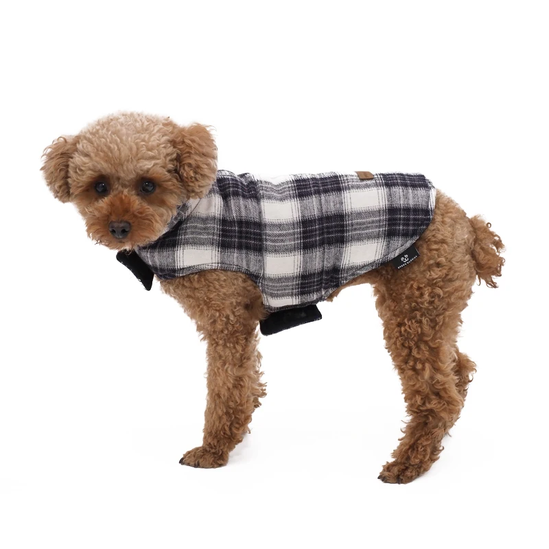 LS peppy buddies new design very popular whole sale reversible double side Christmas plaid check puffer jacket dog coat  apparel