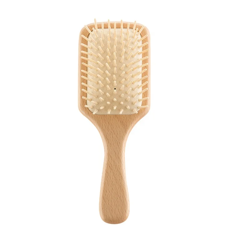Personalized Private Label Detangling Cushion Paddle Round Comb All Purpose Hairbrush Kit Natural Wooden Hair Massage Brush Set