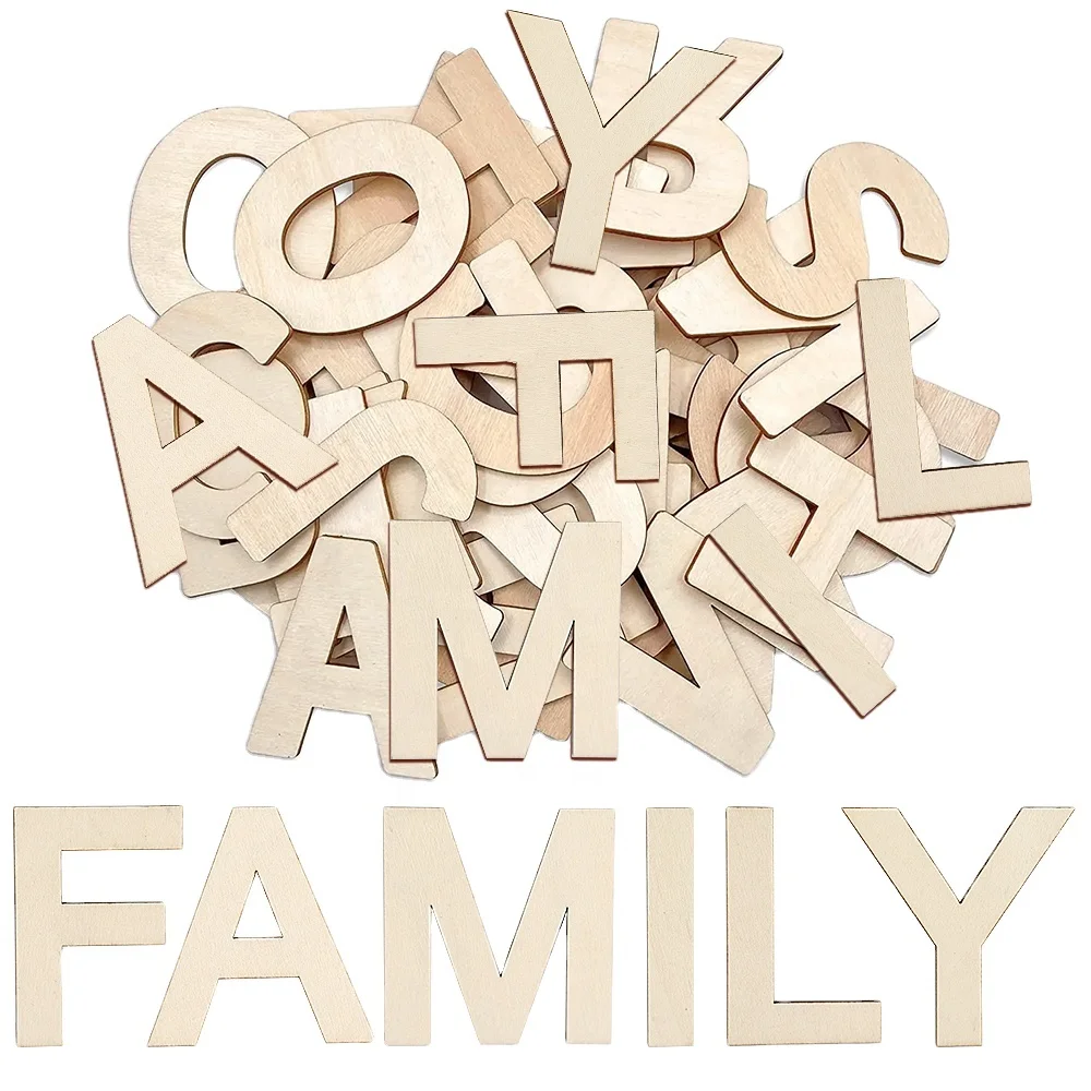 Laser Cut Decorative Number Wood Craft Unfinished 3D Large Wooden Alphabet Letters For Wall Decor