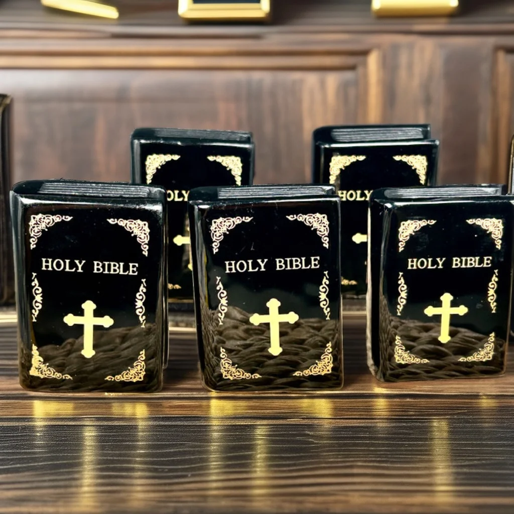 Wholesale Fanshi Natural Crystal Carving Black Obsidian Bible Sculpture Spiritual Healing Cube Crucifix Holy Writ Feng Shui Gift