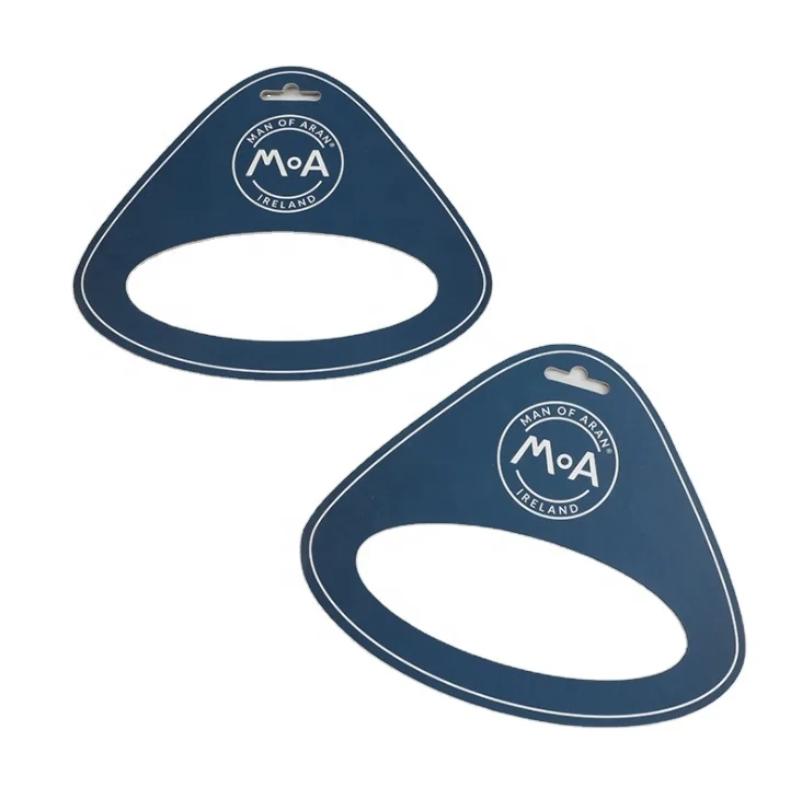 Eco friendly custom store retail display hanger strong hang tag merchandise cardboard hanging tab hook with delta slot
