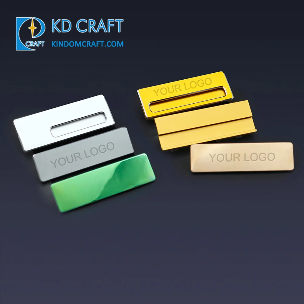 High quality custom logo brass empty badge pin blank metal reusable sublimation restaurant employee staff hotel name tag