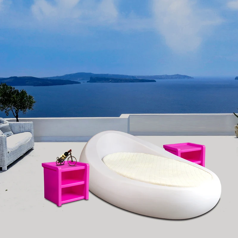 Outdoor furniture sunbed Plastic poolside bed with cushion outdoor in water daybed
