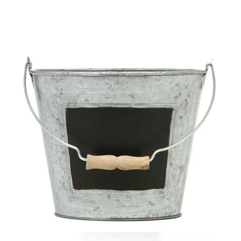 Multi-Function Galvanized Metal Bucket Iron Round Pails Tin Bucket Water Bucket Pail Container with Chalkboard