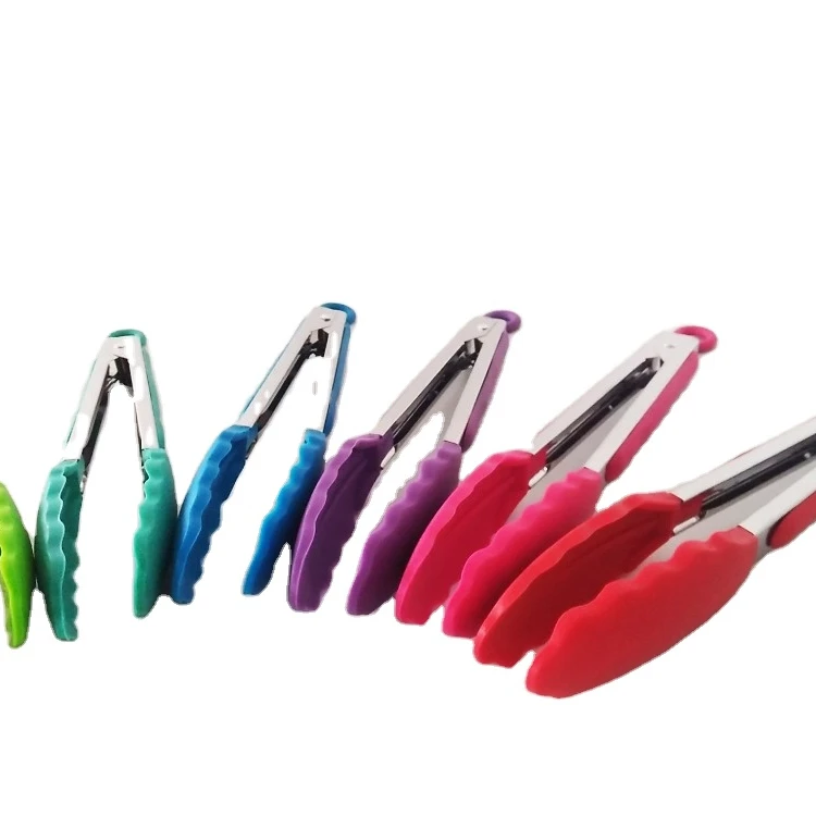 Environmental Protection Stainless Steel Silicone Bbq Food Clips Tong