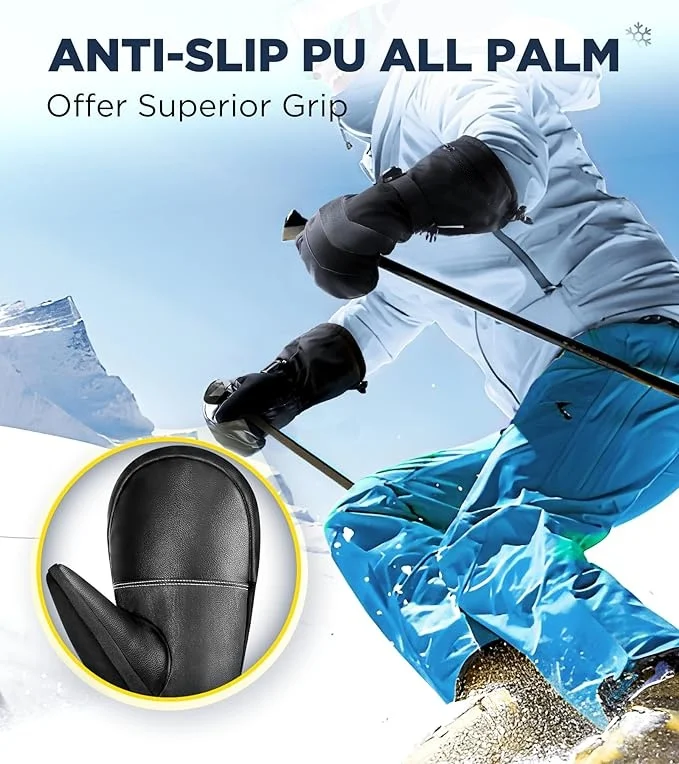 DIBEAR OEM Ski Gloves for Men Women,3M C100 Insulation Double Waterproof Winter 2X Warmer Snowboard Mittens with 5 Layer Fabric