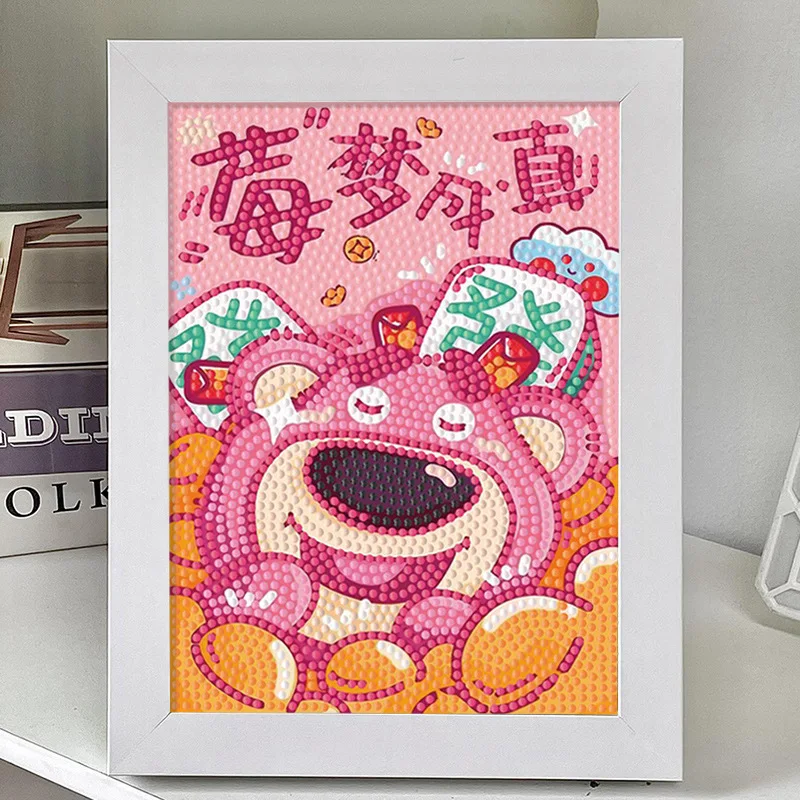 Cute Crayon Shin-chan Sponge Stitch DIY Diamond Painting 5D DIY Full Diamond Art Paintings With Wooden Picture Frame For Kids