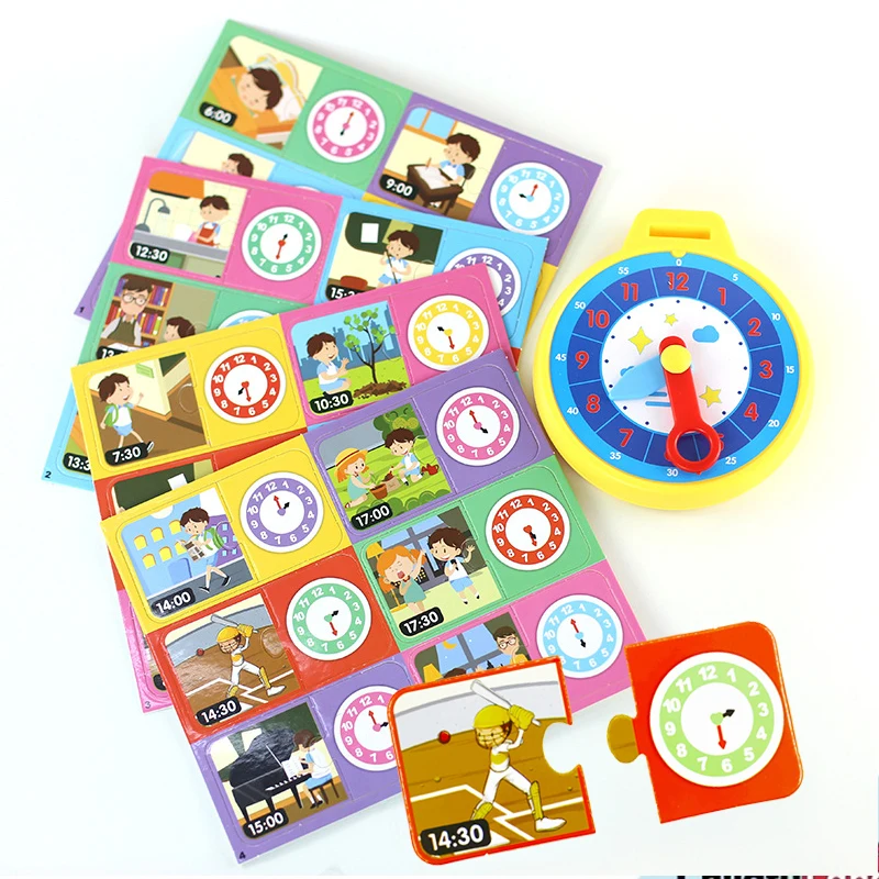 Toddler Learning Toys Early Educational Teaching Clocks and Time Matching Puzzle