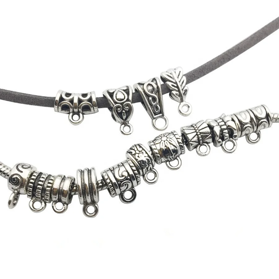Vintage silver Pendant Charm Clip Clasp Bail Beads Hanging Connector For Necklace Making For Jewelry Making