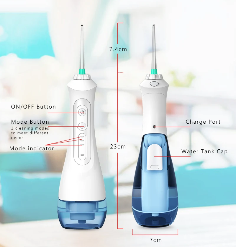 2024 Oral Hygiene Rechargeable Dental Water Flosser IPX7 Waterproof Portable with 3+ Modes Soft Transparent Nozzle Tips Custom
