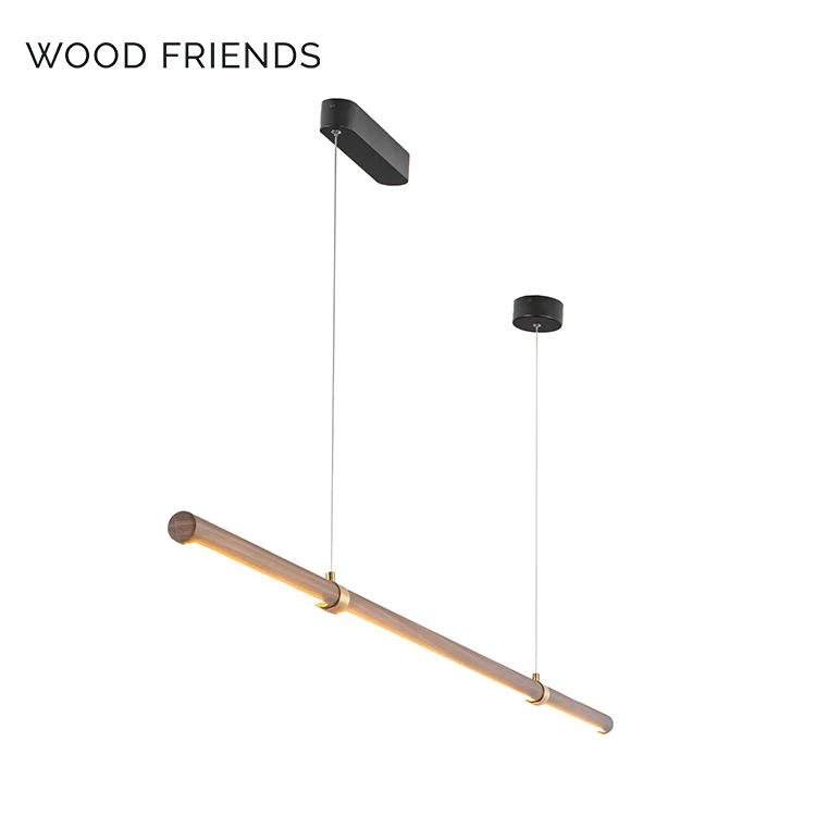 Modern Led Darkwlanut Wood Aluminum Acrylic Pendant Lamp For Home Decoration