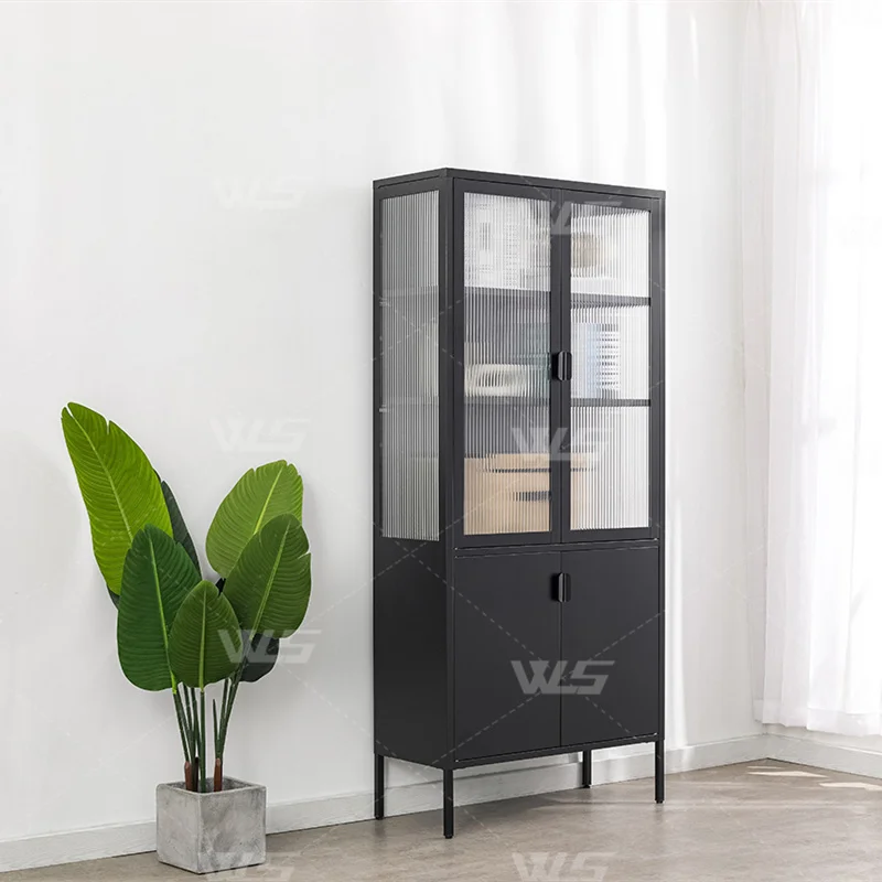 High Quality Durable Nordic Simple Style Household Furniture Metal Display Storage Cabinet Buffet Cabinet Four Doors