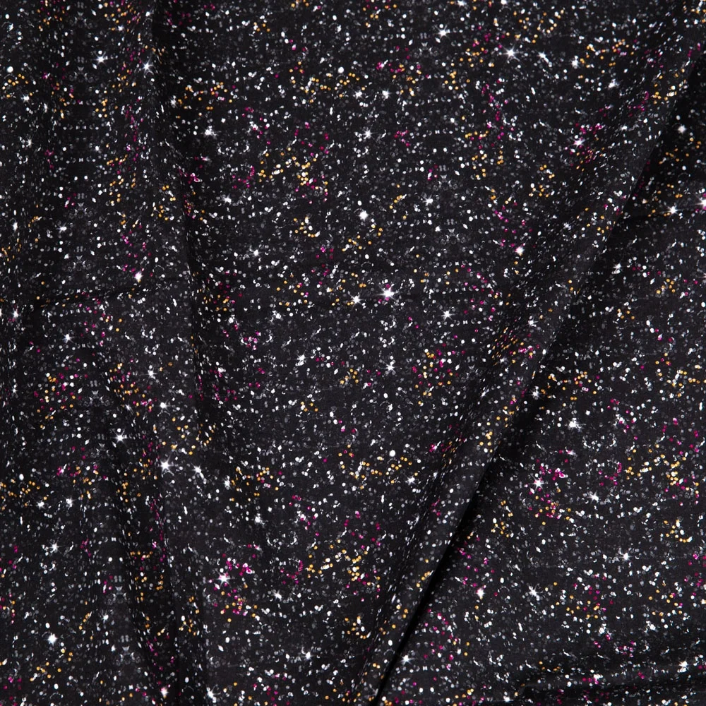 China printer black glitter pattern 145gsm lightweight 100% organic cotton digital printed quilting fabric for baby