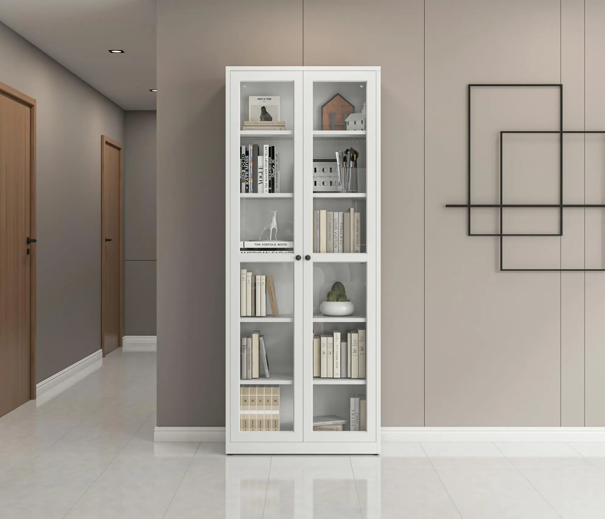 Стеклянная дверь 4 полки дисплей гостиная спальня офис большой металлический книжный шкаф