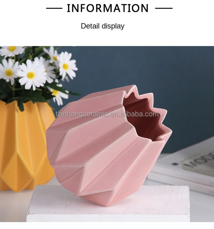 Nordic Interior table decoration Accessories Origami shape White Ceramic Vases For office Home Decor.jpg
