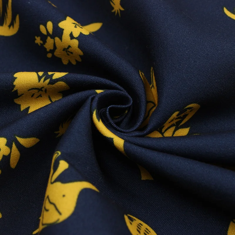 Индивидуальная саржа персиковая кожа желтый слон кокосовое дерево ткань с принтом для пляжных брюк шорт