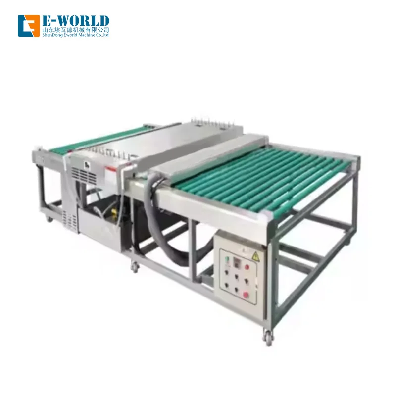 Thickness Adjustable Eworld  Glass Washing And Drying Equipment With Four Pairs Brushes And Three Pairs Sponge Rollers