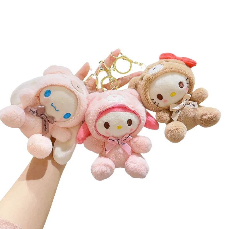 12cm Cute Sanrioo Plush Toy For Children Helloo a Kitty Pendant Kuromi Cartoon Key Chain