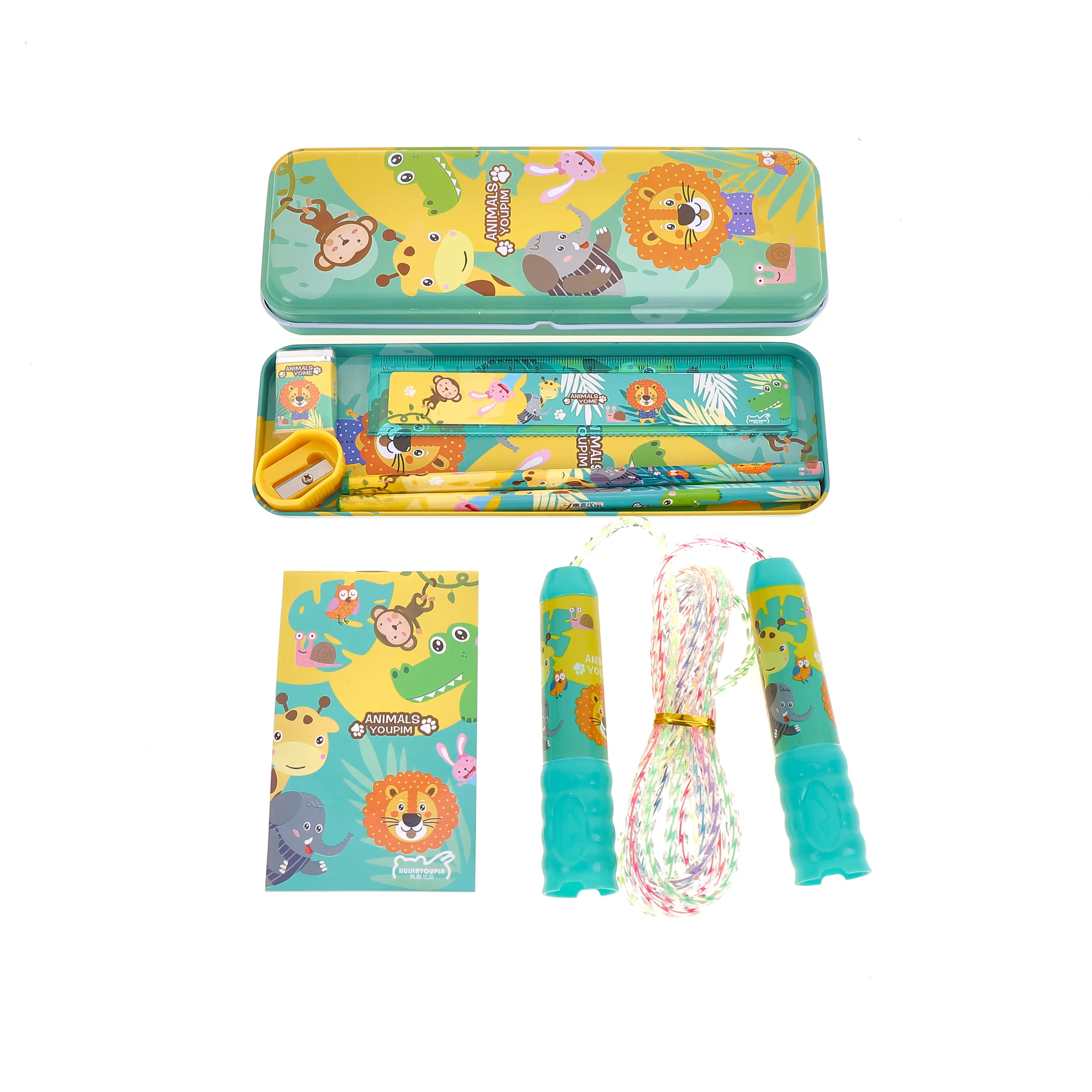 Promotional Custom Cute Rainbow Office Customized Multifunctional School Stationery Box Set For Girls