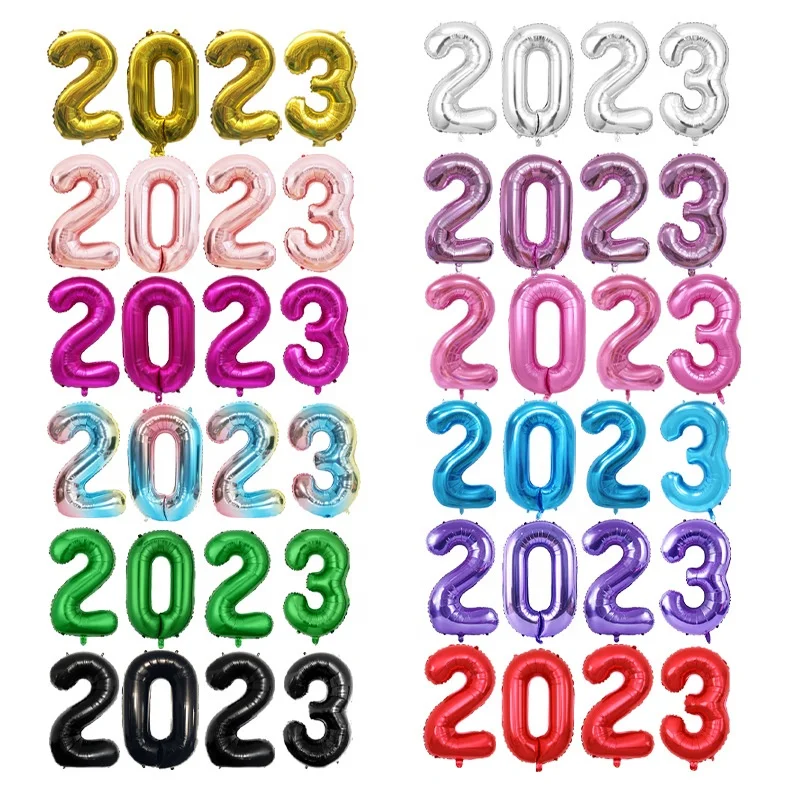 4 шт. 40-дюймовые 2024 фольгированные шары с цифрами 2023 новым