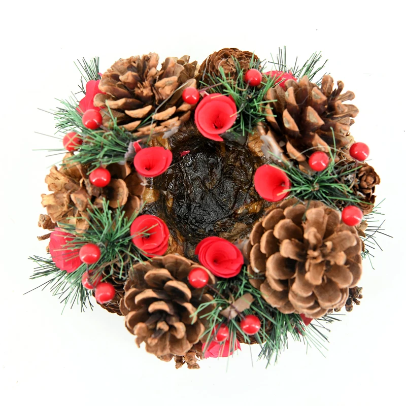 2020 Christmas New Year Decoration Party Decorative Flower Wreath Candlestick