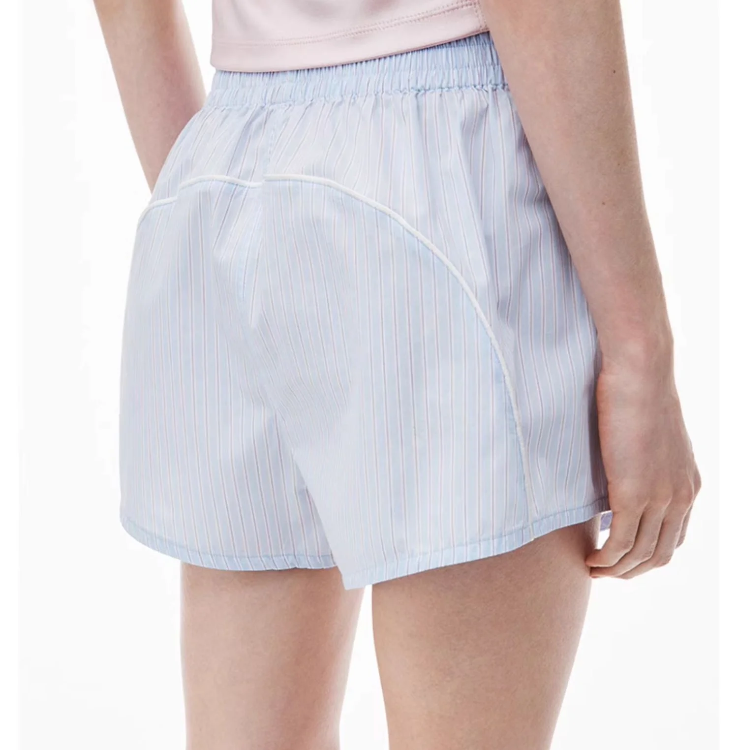 New Fashion Pink Striped Casual Shorts Vintage Side Pockets High Waist Female plaid stripe underwear boxers shorts